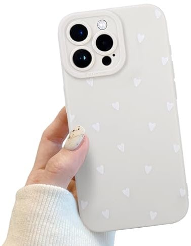 Compatible for iPhone 14 Pro Case, Cute White Heart Pattern Case Design for Women Girls, Soft TPU Slim Profile Shockproof Protective Phone Case for iPhone 14 Pro