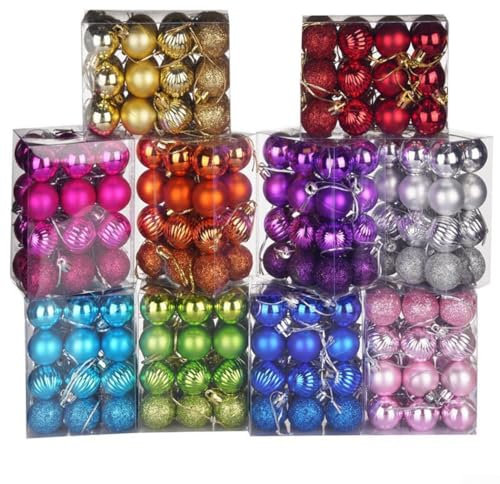 Hell bruchsichere Weihnachtsschmuck, Set mit 24 Kugeln für Urlaubsdekoration (lila)
