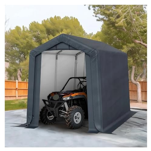 BDXMKS Carport Abri de Voiture Portable d'extérieur avec 2 Portes à glissière enroulées, abri de Rangement Robuste de 6 x 10 Pieds, résistant aux UV