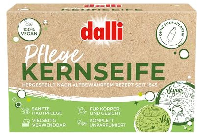 Dalli Pflanzliche Kernseife – 125 g in der Faltschachtel – Sanfte & parfumfreie Gesichts- und Körperreinigung – Mit rein pflanzlichen Ölen für empfindliche Haut