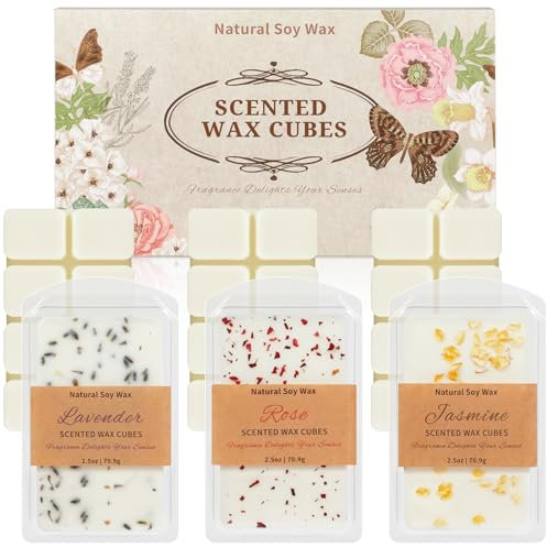 LA BELLEFÉE Duftwachs für Duftlampe, Lavendel, Rose, Jasmine Düfte, Natürliche Öle, Sojawachs Duftwachswürfel, Wax Melts für Raumduft, Kerzen Wärmer, Geschenk für Weihnachte