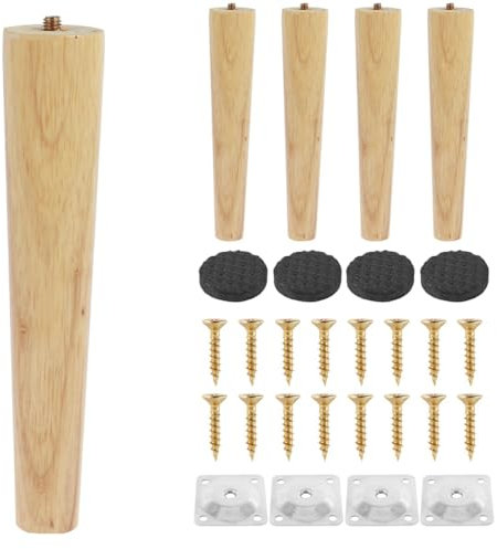 Pied de Meuble,Pied de Lit 4 pièces pieds de meubles en bois massif pieds de meubles obliques/droits pieds de Table maison pied antidérapant 8/15/20/25 cm pieds de remplacement(Oblique 20cm)