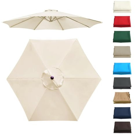 GZDXBF Auvent De Remplacement pour Parasol 6 Baleines/8 Baleines, Toile De Parasol Déporté, Housse De Rechange pour Parasol D'extérieur, Polyester Anti UV 50+(Beige,6 RIBS/250CM(8.2FT))