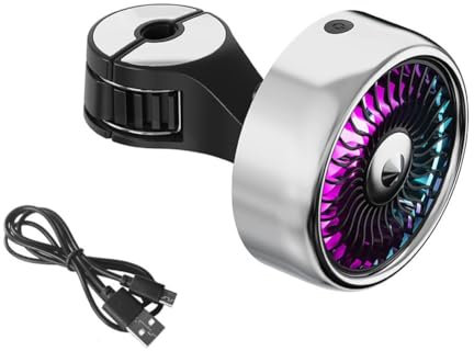 Rtauhife Ventilador de Asiento de Coche, Mini Ventilador Coche USB para Asiento Trasero, Ventilador Refrigeración de Coche con Luces LED Colores, Ventilador Eléctrico con Clip Ajustable