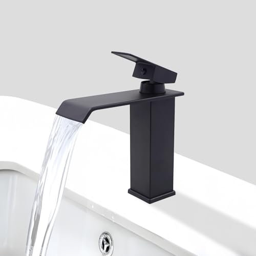 VirtuGro Rubinetto Bagno Lavabo Miscelatore Lavabo Bagno Caldo e Freddo Regolabile in Acciaio Inox Cromato Rubinetti con Cartuccia in Ceramica Risparmio Energetico Argenteo/Nero (Nero)