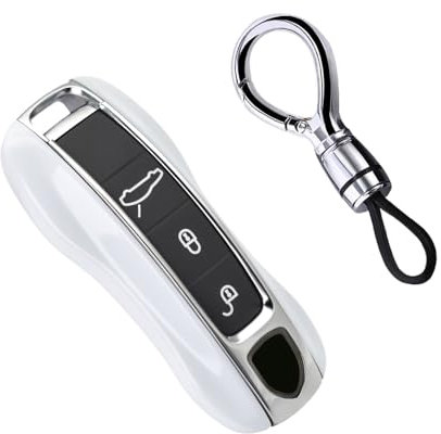Ysbxitu Étui de clé en plastique avec lanière pour Porsche Cayenne Panamera 911 971 9YA Macan Boxster Carrera Taycan 971 911 Étui à clés Accessoires