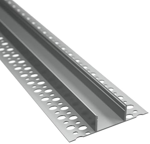 ledomec EINPUTZ-20T Aluminium Einbauprofil für Fliesen & Trockenbau (Rigips) (2m Profil + milchiger Prisma Abdeckung)