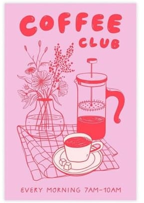 IYTAFGYT Kunstdruck auf Leinwand, Motiv: Coffee Club, Küche, Wandkunstdruck, Bild, Gemälde, 20 x 30 cm