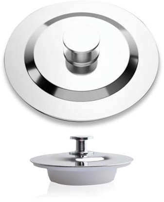 Sink Plug - Homiladi Universal Bath Plug | 40-45mm Stainless Steel & Silicone Kitchen Sink Plug | Kitchen Sink Drain Cover | Corrosion-Resistant Easy-Pull Vath Plug Seal for Bathroom and Kitchen