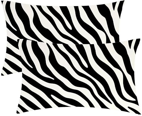 Kissenbezug 40 x 80 Tiere Zebra Kopfkissenbezug 2er Set Sofakissen Samt Kissenbezüge Rechteckig Dekokissen für Sofa Stühle Deko Wohnzimmer Modern Couchkissen Schlafzimmer Kissenhülle, Geschenke F-267