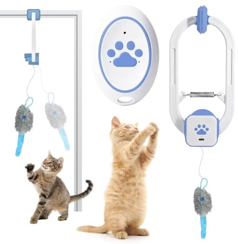 Jouet pour chat électrique interactif avec télécommande, rotatif à 360 °, jouet suspendu pour chat, rechargeable, jouet interactif pour exercice, jeu de suivi en intérieur