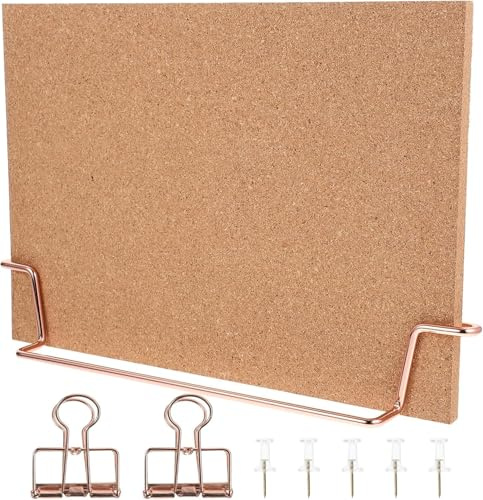 A4 Rose Gold Cork Board with Stand - Reusable Framed Message & Photo Pin Board for Desk, Home, Office