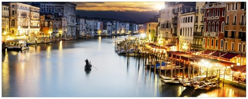 Wallario Küchenrückwand selbstklebend 115 x 50 cm, Motiv: Canal Grande in Venedig am Abend mit untergehender Sonne | Spritzschutz abwischbar & pflegeleicht