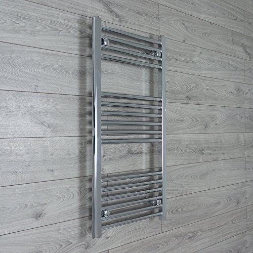 companyblue 500mm Wide Chrome Heated Towel Rail Radiator Flat Ladder for Stylish Bathroom (500 x 1000 mm)