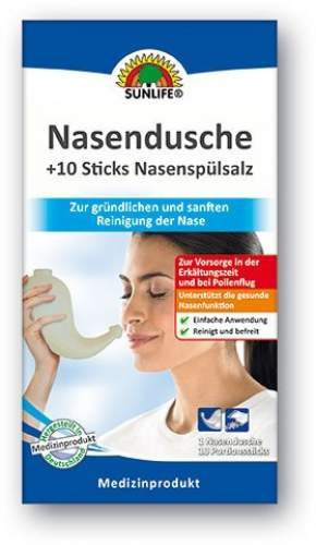 SUNLIFE Nasenspülsalz und Sunlife Einkaufswagenchip (60+10 Sticks mit Nasendusche)