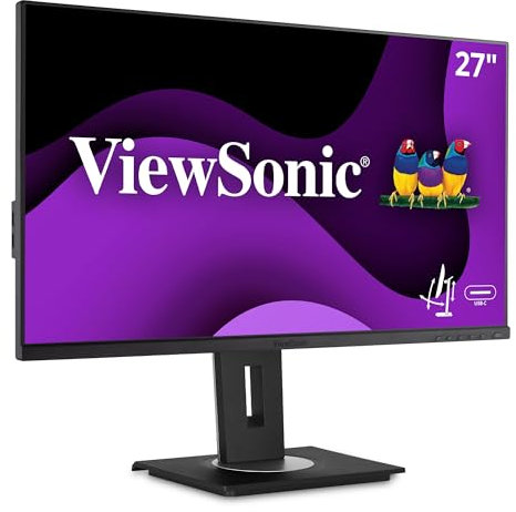 Viewsonic VG2755 68,6 cm (27 Zoll) Büro Monitor (Full-HD, IPS-Panel, HDMI, DP, USB 3.0 Hub, USB C, Höhenverstellbar, Lautsprecher, Eye-Care, 4 Jahre Austauschservice) Schwarz