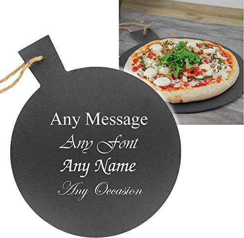 Personalised Engraved Rustic Slate Pizza Serving Platter with Rope