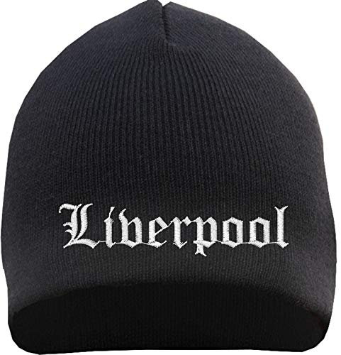 sostex Liverpool Beanie Mütze - Altdeutsch - Bestickt - Strickmütze Wintermütze Einheitsgröße Schwarz
