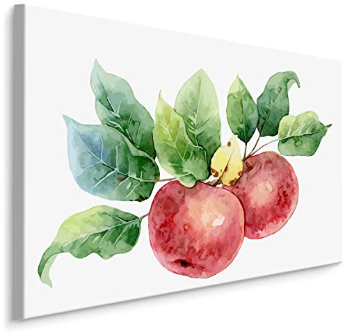 Muralo Leinwandbilder 40x30 Essen Obst Äpfel Leinwand Wandbild Kunstdruck Blätter Frisch Saftig Gemalt Schlafzimmer Wohnzimmer Wanddekoration Design XXL 728 Br. 40 cm x Hö. 30 cm