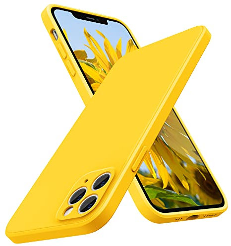 SURPHY Flat Silicone Case Compatible with iPhone 11 Pro Case, Liquid Silicone Slim Fit Case (Individual Protection for Each Lens) for iPhone 11 Pro 5.8 (Sunflower Yellow)