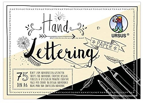 Ursus- Carta da Lettering a Mano, Colour Mix, DIN A6, 200 + 210 g/m², 75 Fogli di cartoncino in Bianco, Crema e Nero, Base Ideale per Personalizzare Le Lettere, Multicolore, 24946499
