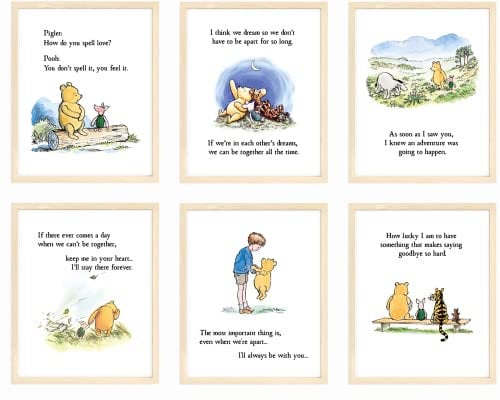 bumbleboo Klassische Winnie the Pooh Kinderzimmer-Wanddekoration, Winnie Puuh-Druck, Winnie Puuh-Spielzimmerdekor, Set mit 9 Drucken, Ferkel, Aah, ungerahmt, 20.3x25.4 cm