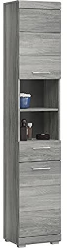 Badezimmer Hochschrank Schrank Soul, Holzwerkstoff, rauchsilber Nachbildung, 37 x 191 x 31 cm