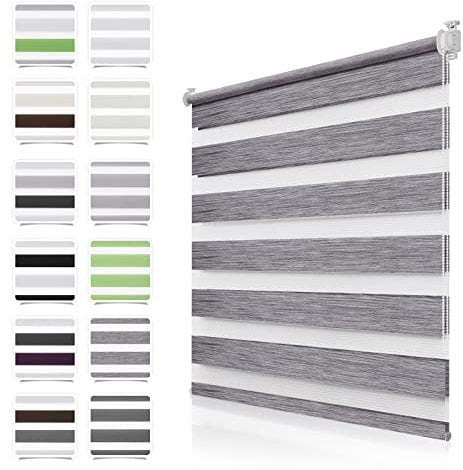 Doppelrollo Klemmfix ohne Bohren Marmor-Grau 85x120cm Rollos für Fenster ohne Bohren mit Kindersicherung Fenster Rollos für innen Lichtdurchlässig & Verdunkelnd, Stoffbreite 80cm