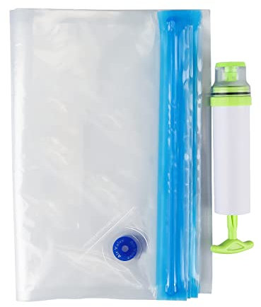 Jognee Sacchetti da Viaggio a Compressione sottovuoto, riutilizzabili, Set da 6 (26 x 34 cm + 1 Pompa a Mano), Confezione sottovuoto per Cucina, Viaggi, Vestiti