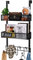 HapiRm Over Door Hanger with 9 Coat Hooks and 2 Baskets, Stainless Steel Rustproof & Waterproof Over Door Hook, Over Door Coat Hooks for Bathroom, Kitchen, Bedroom-Black (for 1.76in Doors)
