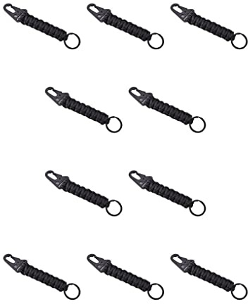 lmoikesz 10 Ensemble de Paracord porte-clés extérieur mousqueton porte-clés corde randonnée sac à multifonctionnel pendentif longe pêche noir, Le noir 10Ensemble