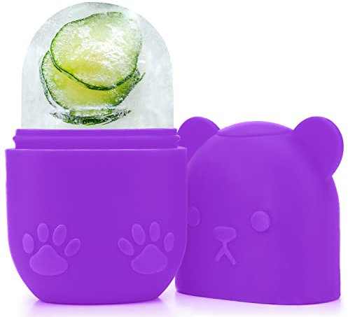 Ice Face Roller,Ice Cube Tray for Face Ice Roller and Eyes Skincare Facial Beauty Ice Roller Skin Care Tools for Brighten Lubricate Shrink Pores Remove Fine Lines - Purple