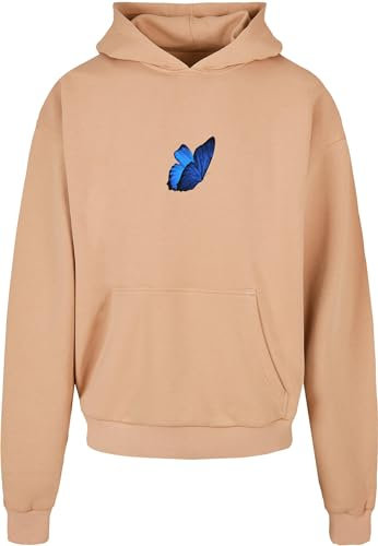 Mister Tee Upscale Unisex Kapuzenpullover Le Papillon Heavy Oversize Hoody, Unisex Hoodie mit Rückenprint, Oversize Fit, Unionbeige, 4XL