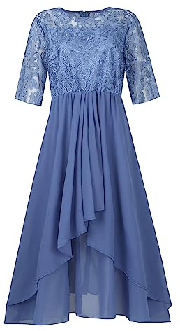 Ansenesna Festliche Kleider für Hochzeit Abendkleid Vorne Kurz Hinten Lang Abschlusskleider Damen Spitze Hochzeitskleider Chiffon Elegant Chiffonkleid Frauen Festkleid A Linie Kleid Ballkleider