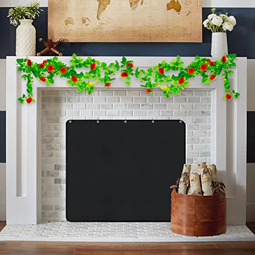 Cubierta magnética para Chimenea, Bloqueador de Corrientes de Aire ignífugo, Manta para Chimenea contra la pérdida de Calor, Bloqueador de Aire frío, Color Negro (92 cm W x 87 cm H)