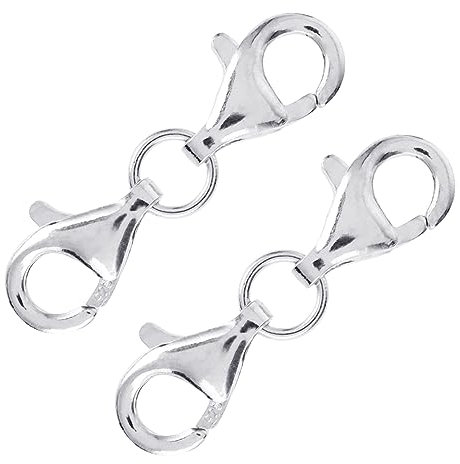 TIESOME Double Lobster Clasp, 925 Sterling Silver Necklace Jewelry Keychains and Closures (2pcs) for Keychains, Lanyards, Keys, Charms, Jewelry, Artwork