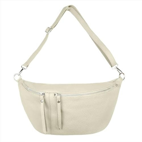 Sa-Lucca Damen Bauchtasche Umhängetasche Bodybag Crossbag echt Leder viele Farben 38 x 20 x 10 cm (beige)