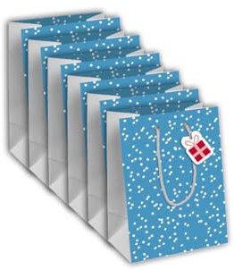 Eurowrap X-30918-3Cpack - Packung 6 Geschenktasche - Tüte Excellia, Format Medium (21,5x10,2x25,3 cm), robust und wiederverwendbar, Punkte Weiß Blau, 6 Stück