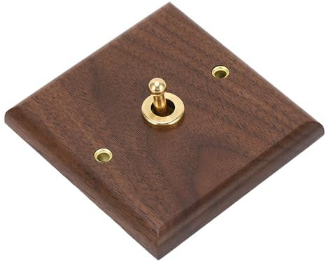 Interruptor de Palanca de Madera Estilo Vintage para Decoración Antigua con Panel de Nogal Negro Hecho a Mano