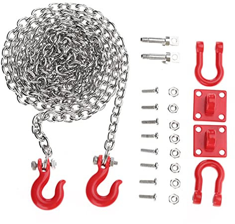 ZAWELIYORC Abschlepphaken Kette Anhängerkette Kettenhaken Abschleppseil Windenschäkel für 1:10 RC Car Crawler