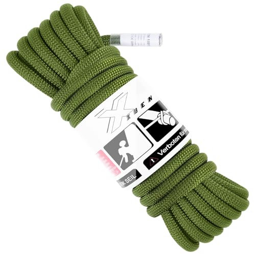 X XBEN Cuerda estática de escalada de 10 mm, certificado UIAA para rescate de altitudes, montañismo, embarcaciones, anclajes y polipastos – Longitud: 10 m, 20 m, 30 m – Alta capacidad de carga y