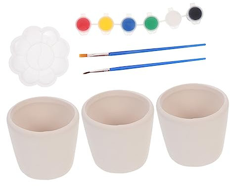 NUOBESTY DIY Small Ceramic Blank Flowerpot for Boys and Girls Painting Paint Your Own Plant Pot for Boy Girl's Craft Activity at Home School