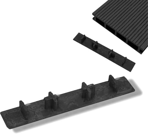Endkappen für Terrassendielen WPC 10 Stk. Schwarz Kunststoff, 15 x 2,5 cm, langlebig wetterfest, für einen sauberen Abschluss der Dielenenden,149003