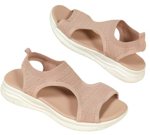 SRTUMEY Sandali da donna con zeppa e plateau, sandali bohémien, alla moda, estivi, da spiaggia, sandali con plateau, scarpe da donna con tacco e décolleté casual, rosa, 40 EU
