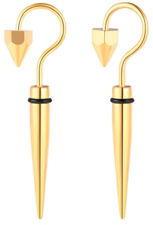 Yumilok Haken Ohrringe Herren Edelstahl Gold Ohrringe Stecker Kegel Damen Ohrstecker Punk Ohrhänger Hoop Huggie Piercing Knorpel