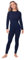 DANISH ENDURANCE Damen Merino Thermounterwäsche, Premium Skiunterwäsche, Funktionsunterwäsche Set, Warm & Atmungsaktiv, Marineblau, L