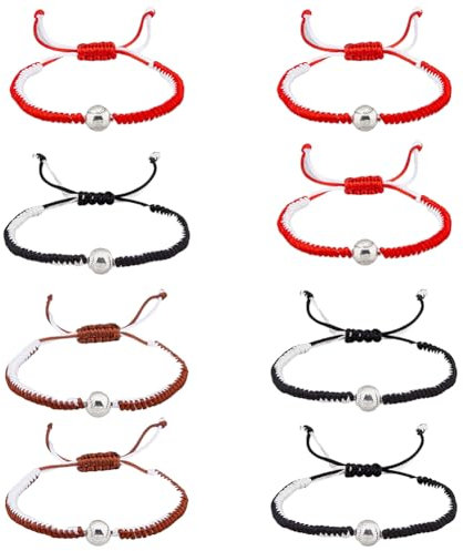 UNICRAFTALE 8 bracelet Tressé de Baseball Réglable en Cordon Ciré pour Couple Bracelets de Sport Faits à la Main avec Perles de Baseball Bijoux D'Amitié pour Amoureux