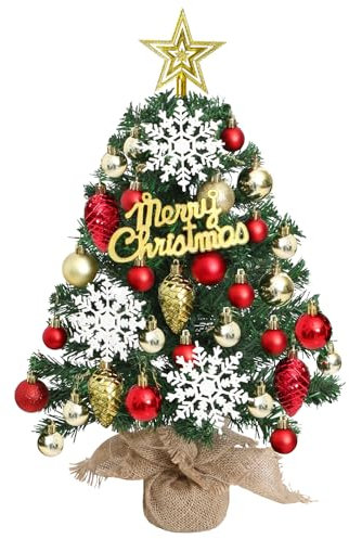 MEIVINES Albero Di Natale Piccolo 60cm Mini Alberi di Natale Con Ornamenti Artificiali Albero Natale Piccoli da Tavolol Per Natale Casa Cucina Tavolo Da Pranzo