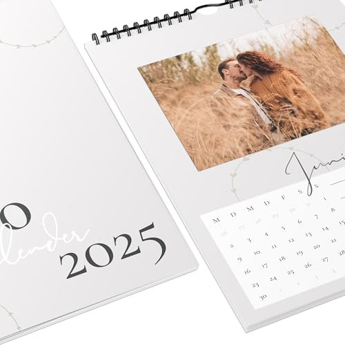 Fotokalender 2025 zum selbstgestalten (Bastelkalender 2025 im A4 Format) - DIY Kalender zum selber gestalten von Januar bis Dezember mit Ferienübersicht - Ideal als Geschenk - Einfarbig