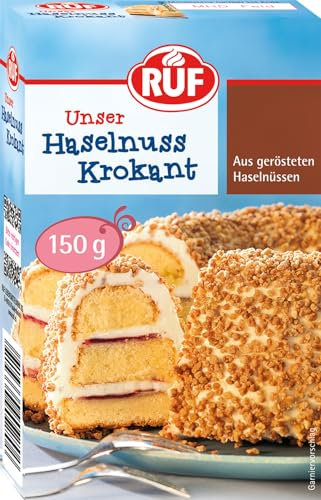 RUF Haselnuss-Krokant, karamellisierte Haselnüsse gehackt, knuspriges Nuss-Topping für Frankfurter Kranz, Torten & Eis, glutenfrei & vegan (Packung mit 10)